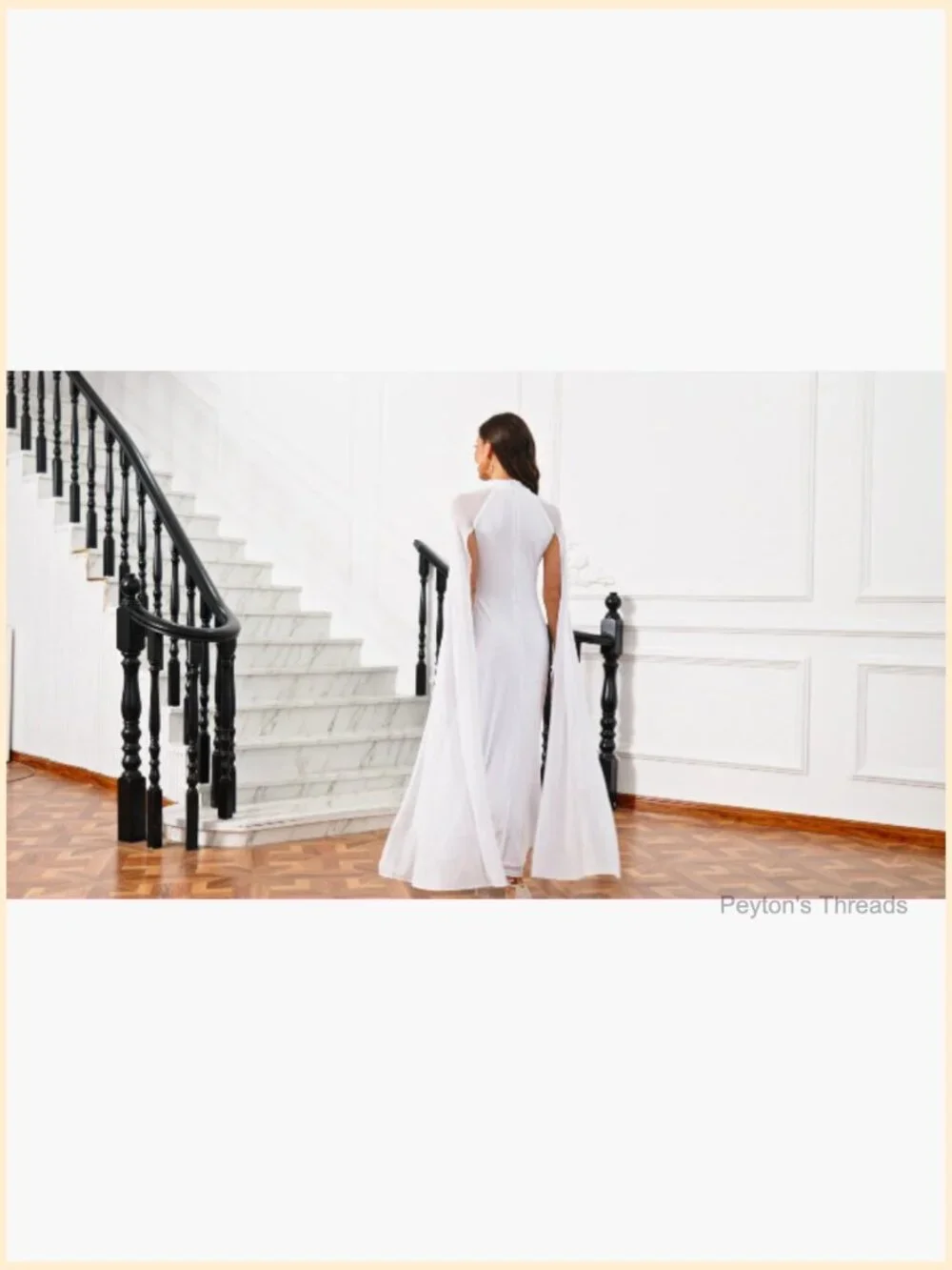 Halter Neck Cape Sleeve High Split Maxi Dress for Wedding Guest